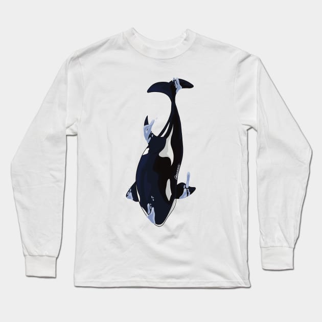 Orca Diving Long Sleeve T-Shirt by Orianartistic